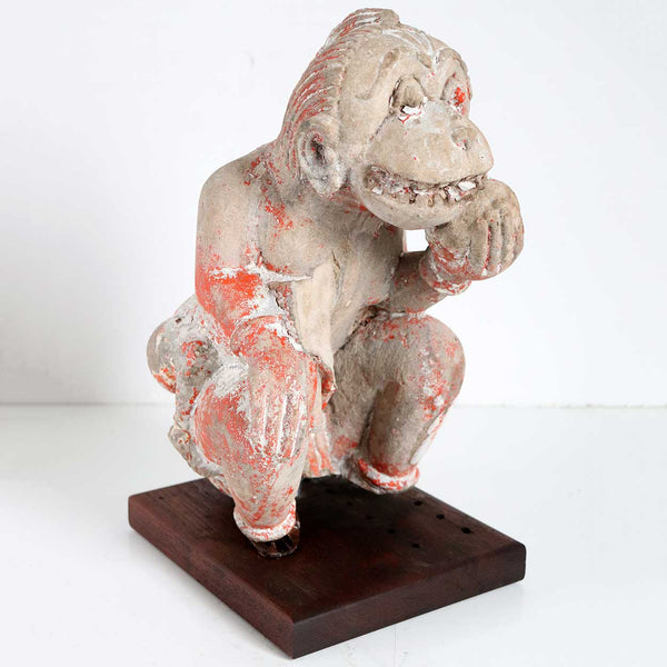 Small Indian Painted Stone Monkey Architectural Bracket