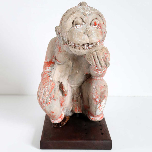 Small Indian Painted Stone Monkey Architectural Bracket