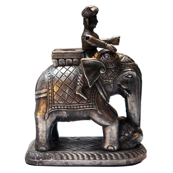 Pair of Indian Silver Sheet over Teak Elephants and Riders