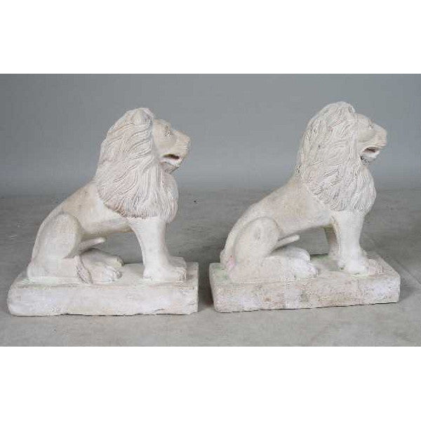 Pair of Anglo Indian Raj Period Stone Lion Garden Statuary Figures