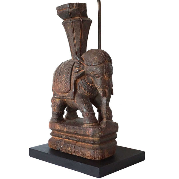 Indian Rosewood Elephant Model One-Light Table Lamp