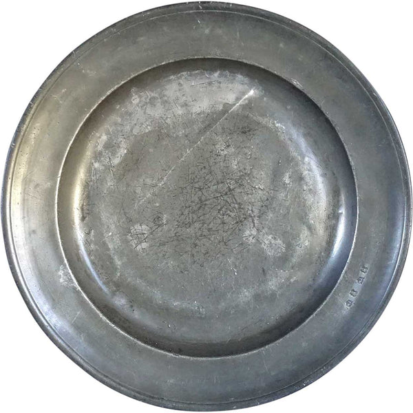 Large English Georgian TW Pewter Charger Plate