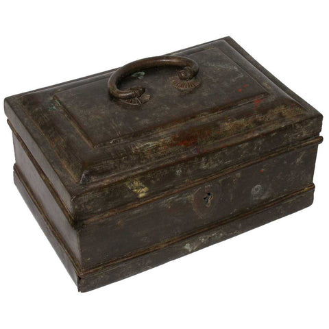 Anglo Indian Patinated Brass Tea Caddy or Spice Box
