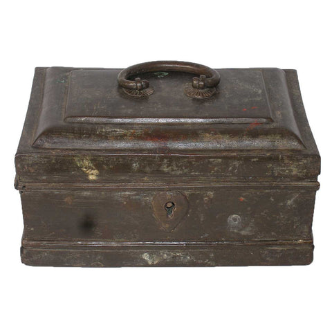 Anglo Indian Patinated Brass Tea Caddy or Spice Box