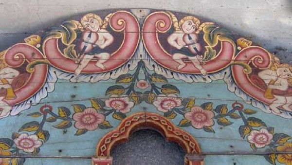 Important Portuguese Painted Teak Architectural Altar Fragment