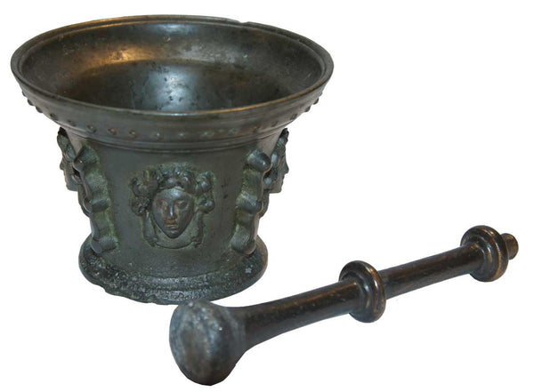 French Late Renaissance Bronze Mortar and Pestle