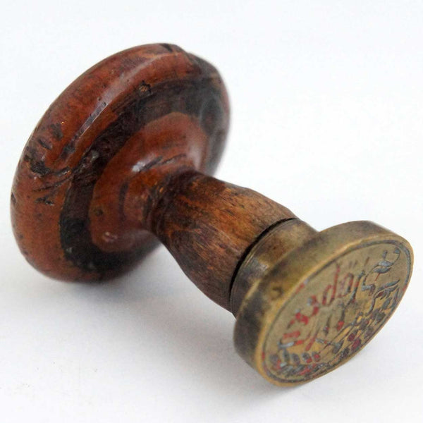 Swedish Walnut Handled Brass Wax Letter Seal