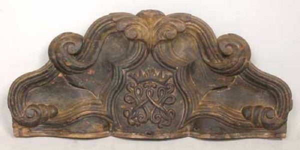 Indo-Portuguese Painted Teak Altar Architectural Panel with Royal Crest
