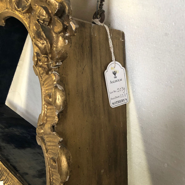 Small Danish Aaholm Castle Rococo Revival Giltwood Triangular Hanging Shelf