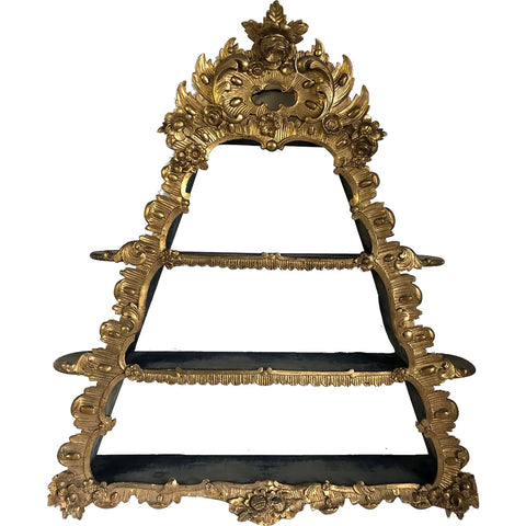 Small Danish Aaholm Castle Rococo Revival Giltwood Triangular Hanging Shelf