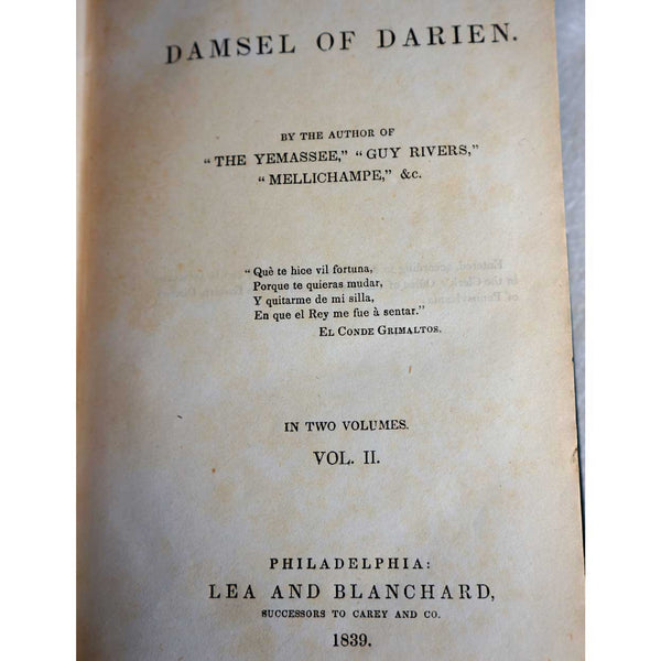 Book: Damsel of Darien Vol. II by William Gilmore Simms