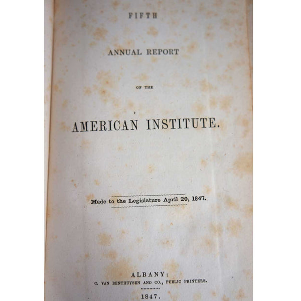 Book: Fifth Annual Report of the American Institute