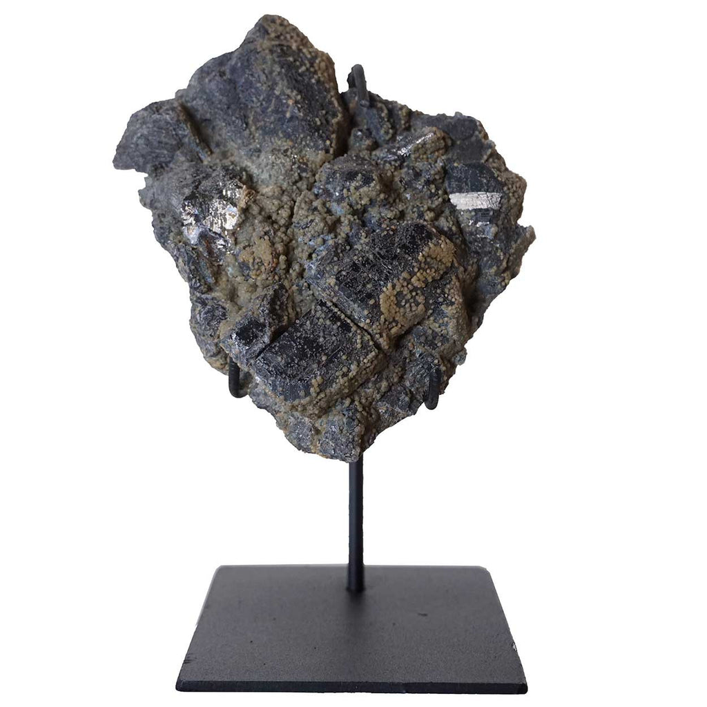 Metal Rocks Small Small Crystal Rock Specimen with Custom Iron Stand