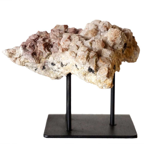 Small Crystal Rock Specimen with Custom Iron Stand