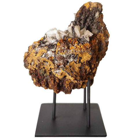 Small Crystal Rock Specimen with Custom Iron Stand