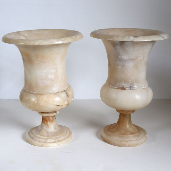 Pair Italian Neoclassical Alabaster Urns