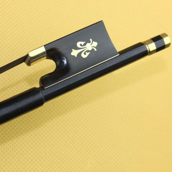 Contemporary Black Carbon Fiber, Black Horsehair and Ebony Frog 4/4 Violin Bow