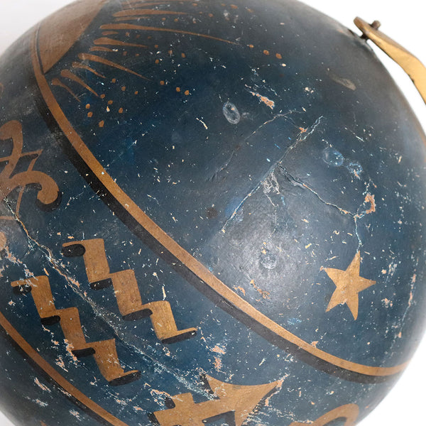 Pair American F. Mc. Dermott Masonic Painted Wood and Gesso Celestial and Terrestrial Globes