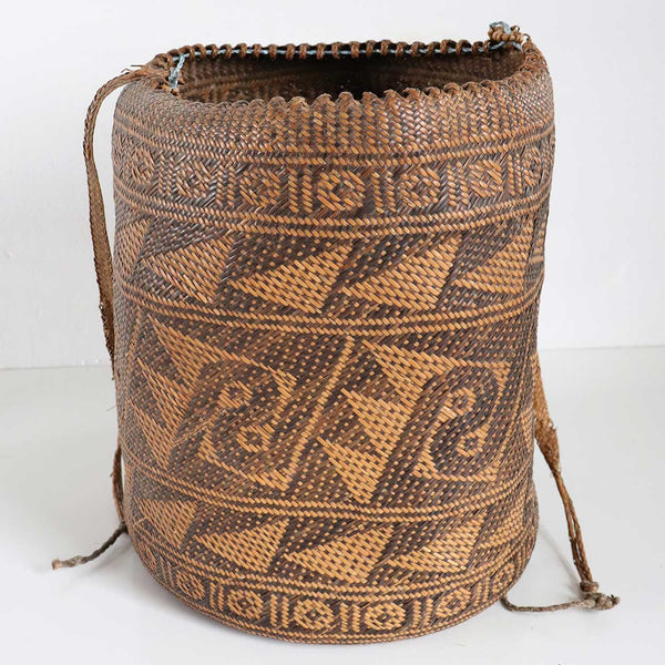 Vintage Borneo Woven Rattan Ajat Shoulder Basket