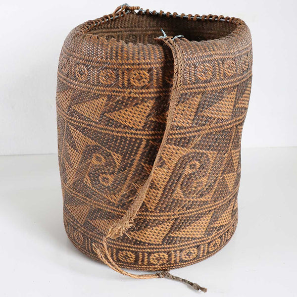 Vintage Borneo Woven Rattan Ajat Shoulder Basket