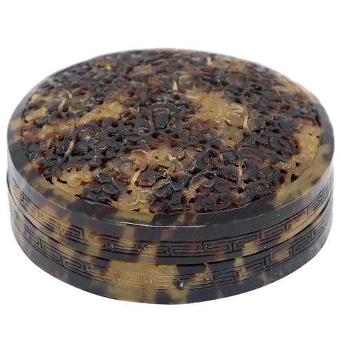 Chinese Tortoiseshell Round Reticulated Lid Box