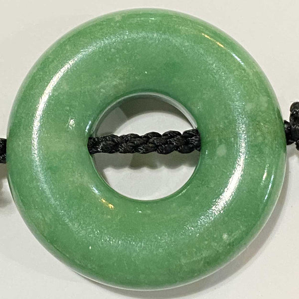 Vintage Chinese Green Stone Pi Disc Tassel Amulet Pendant