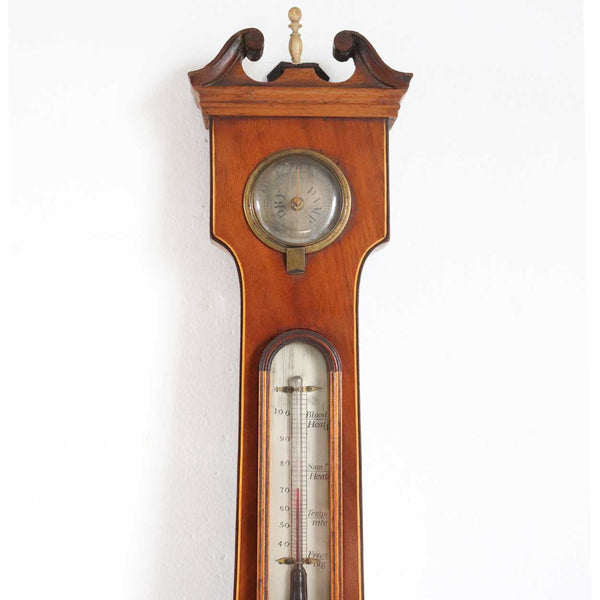 English Georgian Mahogany Veneer Inlaid Five-Dial Banjo/Wheel Barometer