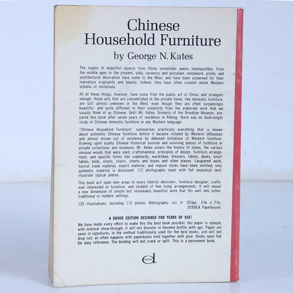 Vintage Book: Chinese Household Furniture by George N. Kates