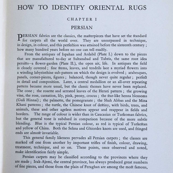 Vintage Book: How to Identify Oriental Rugs by Ffrida Wolfe & A.T. Wolfe