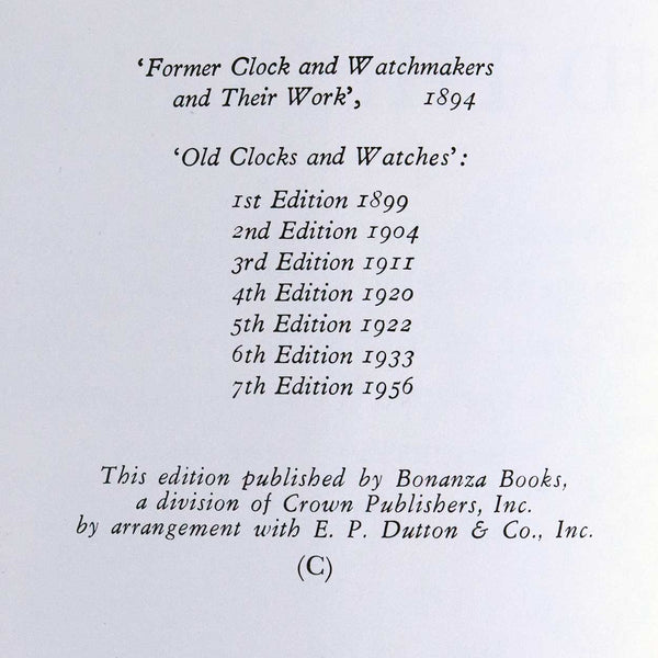 Book: Britten's Old Clocks and Watches and their Makers by G.H. Baillie et al.