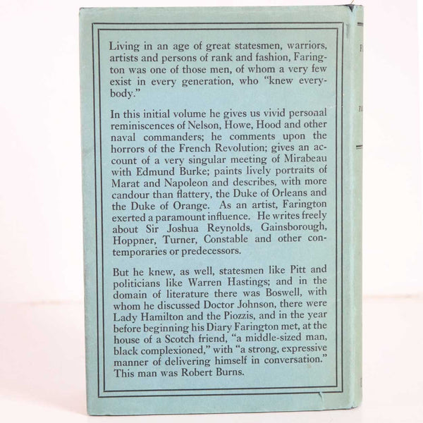 Vintage Book: The Farington Diary Volume 1 by Joseph Farington, R.A.