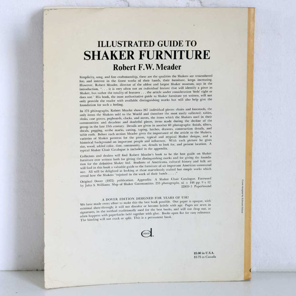 Vintage Book: Illustrated Guide to Shaker Furniture by Robert F. W. Meader