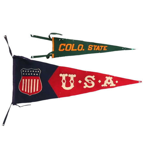 Two Vintage American Felt Colorado State University Pennants