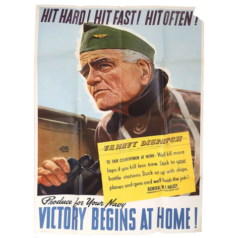 American JOHN FALTER Offset Lithograph Poster World War II Propaganda, Hit Hard!
