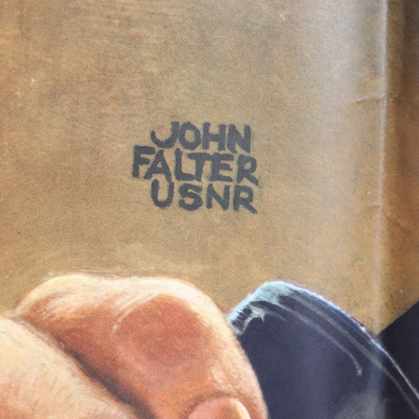 American JOHN FALTER Offset Lithograph Poster World War II Propaganda, Hit Hard!