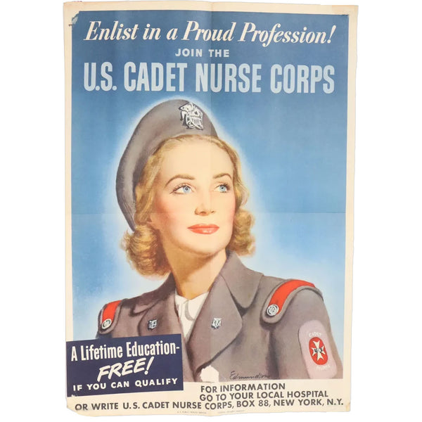American CAROLYN EDMUNDSON Offset Lithograph Poster, World War II U.S. Cadet Nurses Corps