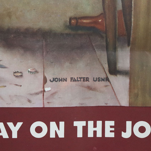American JOHN FALTER World War II Propaganda Offset Lithograph Poster, Enemy Gains in Shipyard Battle!