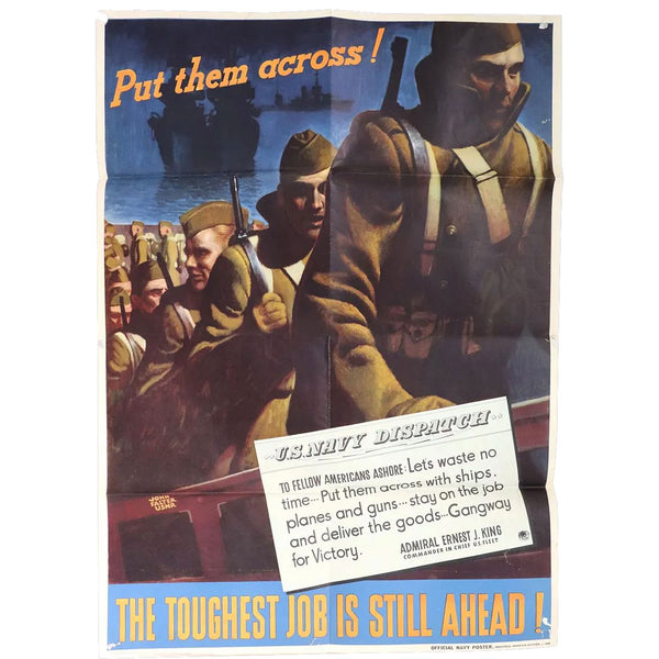 American JOHN FALTER World War II Offset Lithograph Poster, Put them Across!