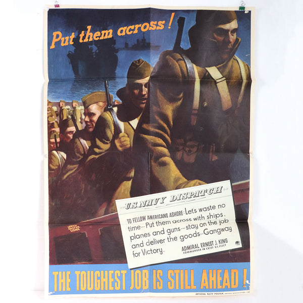 American JOHN FALTER World War II Offset Lithograph Poster, Put them Across!