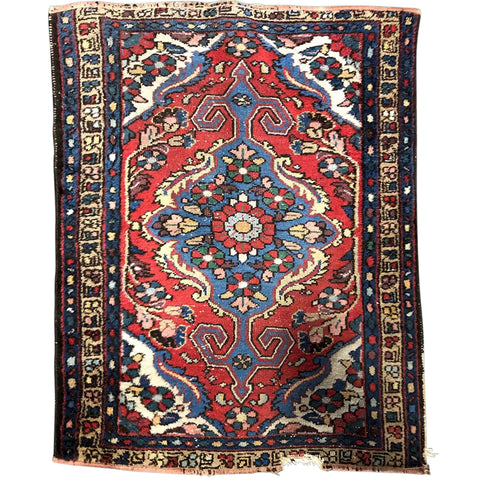 Small Red and Blue Wool Hand Woven Rug