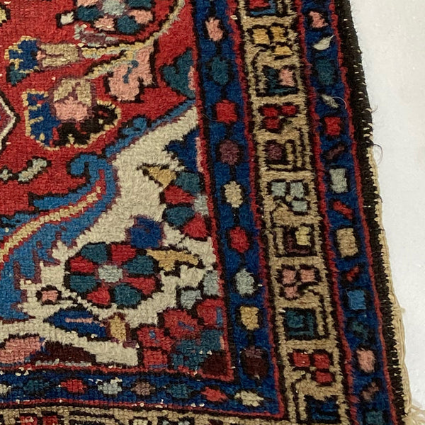 Small Red and Blue Wool Hand Woven Rug