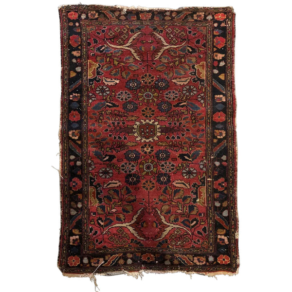 Small Wool and Cotton Red Rug