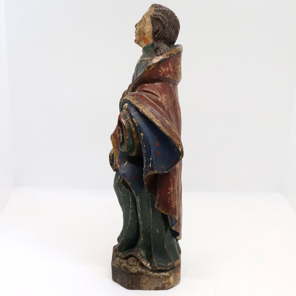 French/Spanish Baroque Painted Chestnut Saint Reliquary Statue