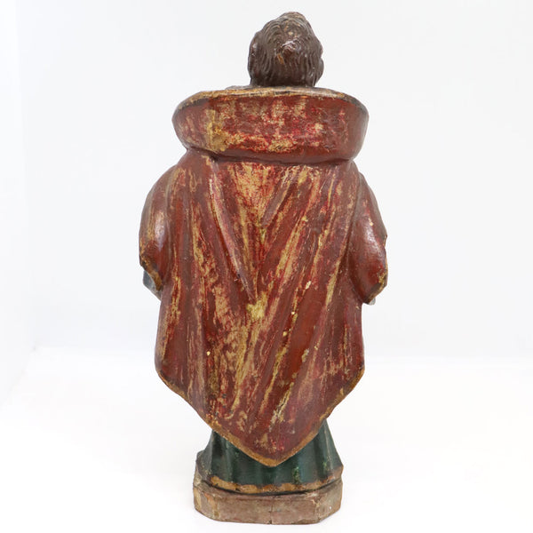 French/Spanish Baroque Painted Chestnut Saint Reliquary Statue