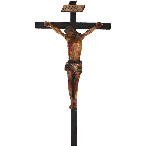 PEDRO ANTONIO FRESQUIS Painted Wood and Gesso Cristo Crucificado