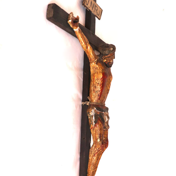 PEDRO ANTONIO FRESQUIS Painted Wood and Gesso Cristo Crucificado