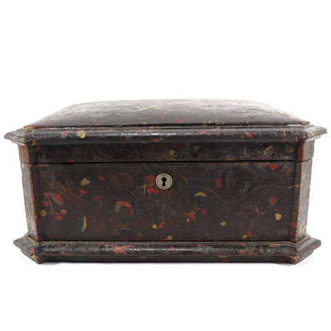 French Japonisme Tooled Cordoba Leather Jewelry Casket Box