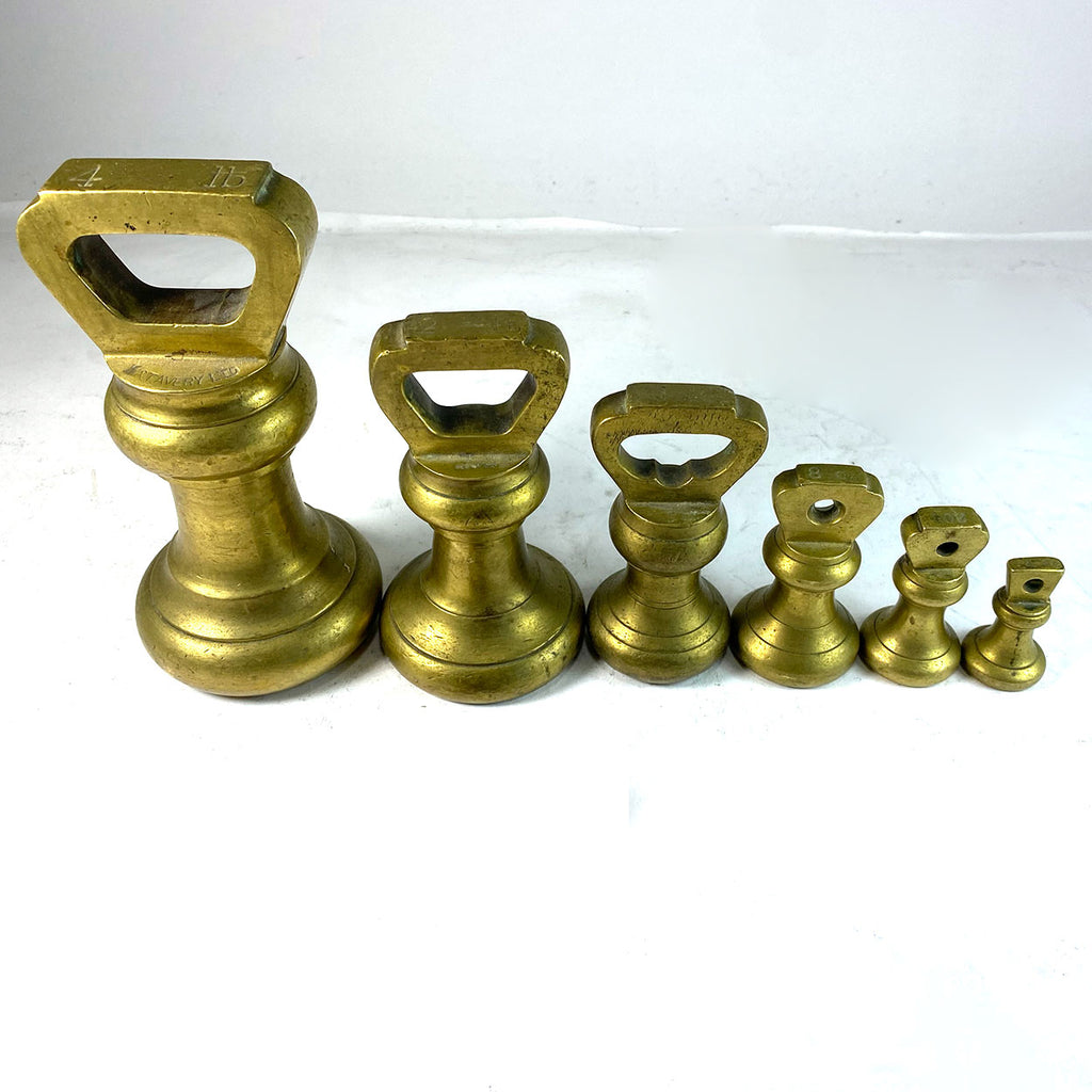 Bell Set Scale Set of Six English W & T Avery Brass Graduated Bell Scale Weights