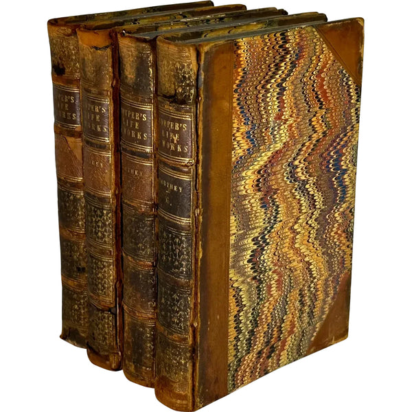 Set of Four Leather Books: The Works of William Cowper, Esq. by Robert Southey