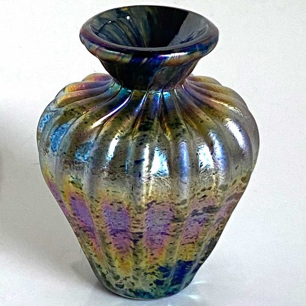 Small Vintage American Studio Glass Iridescent Bud Vase